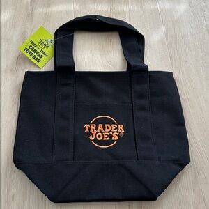 Trader Joe's Black Mini Canvas Tote Bag NWT